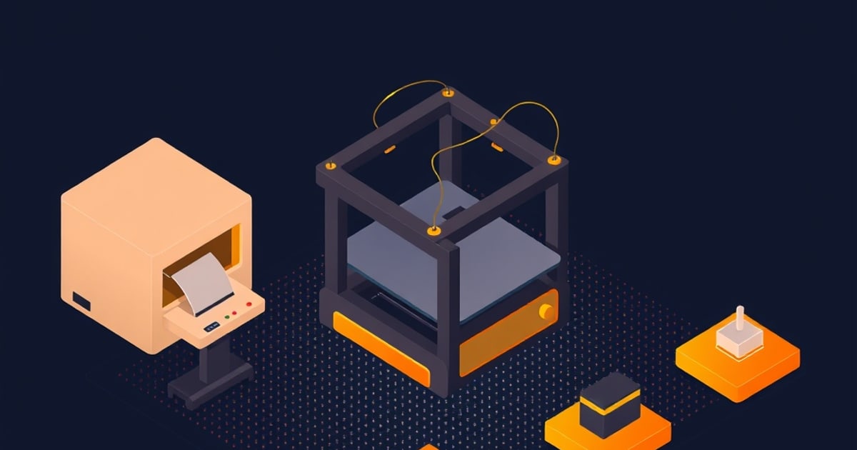 Isometric view of four FDM printers arranged by price tier from budget to premium